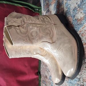 Wonder Nation Cowgirl Cowboy Western Boots Rose Metalic Gold Size 12